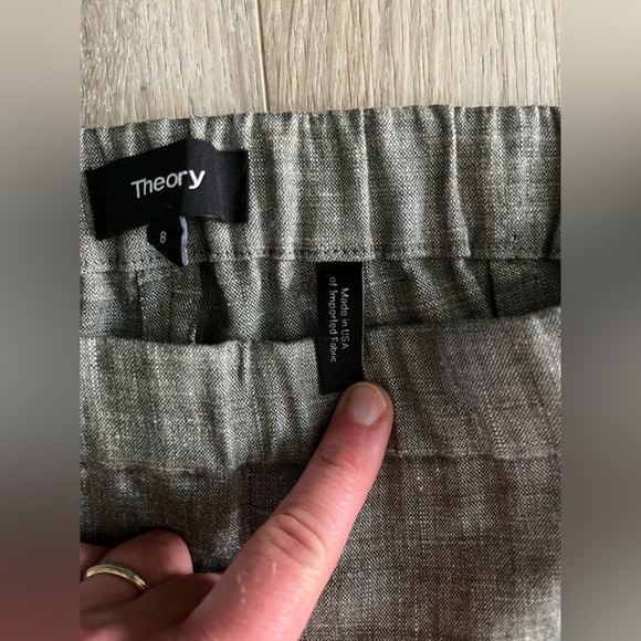 Theory Women’s Organic Linen Basic Pull-On Pants Melange Eco Sharkskin - Size 8 - Picture 4 of 7